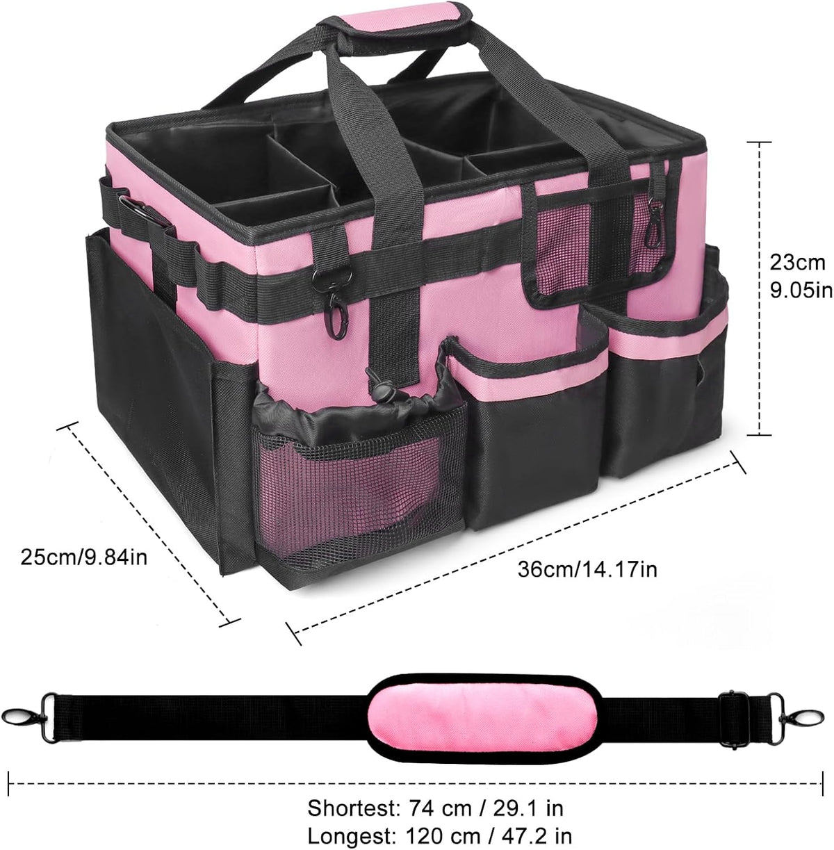 Large Cleaning Caddy Organizer, Adj Straps & Board Dividers Heavy‑Duty