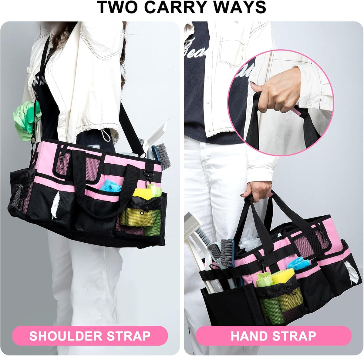 Large Cleaning Caddy Organizer, Adj Straps & Board Dividers Heavy‑Duty