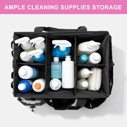 Large Cleaning Caddy Organizer, Adj Straps & Board Dividers Heavy‑Duty