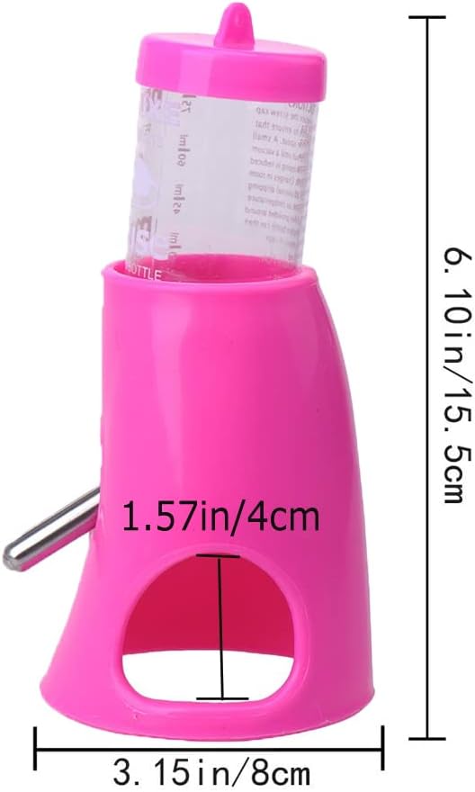 2 in 1 Hamster Water Bottle, Automatic Drinker and Cabin Fits Syrian Dwarf Hamster Mouse Gerbil Mice Chinchilla Small Animal (Pink)