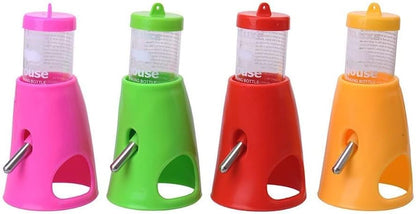 2 in 1 Hamster Water Bottle, Automatic Drinker and Cabin Fits Syrian Dwarf Hamster Mouse Gerbil Mice Chinchilla Small Animal (Pink)
