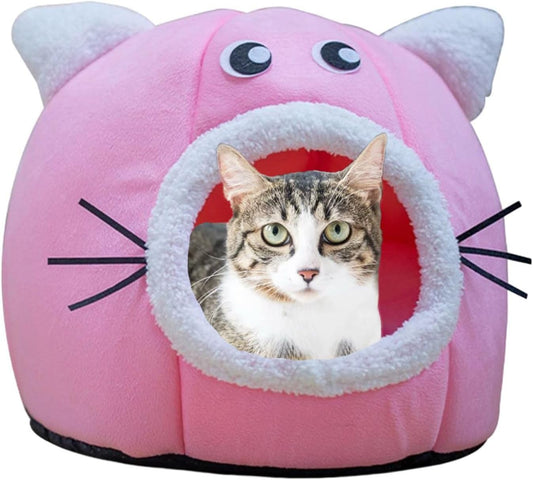 Cat Beds for Indoor Cats, Small Cat House, Washable Cat Bed Cave House Cozy Cat Hideout, Cat Tent Cat Sofa with Cushion Pillow, for Cats or Small Dogs/Puppy/Kitty/Kitten/Rabbit ( Color : Pink , Size