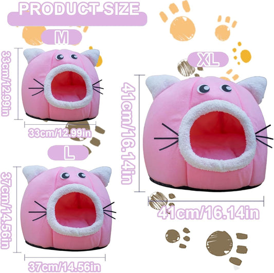 Cat Beds for Indoor Cats, Small Cat House, Washable Cat Bed Cave House Cozy Cat Hideout, Cat Tent Cat Sofa with Cushion Pillow, for Cats or Small Dogs/Puppy/Kitty/Kitten/Rabbit ( Color : Pink , Size
