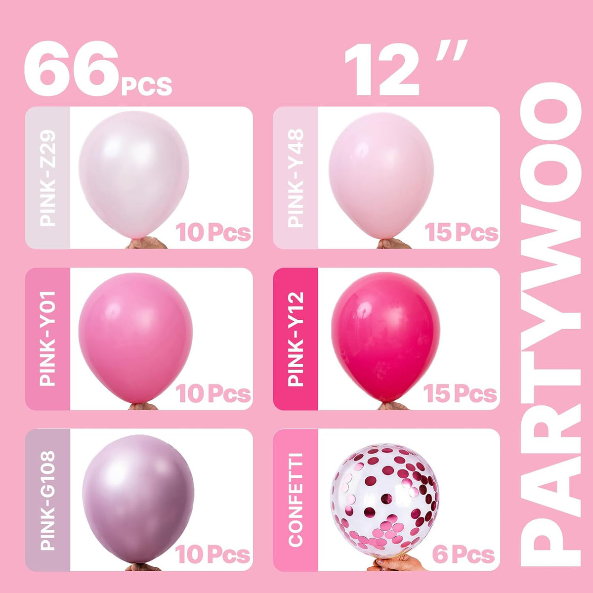 Hot Pink Balloons 66pcs 12 Inch Magenta Fuchsia Latex Balloons