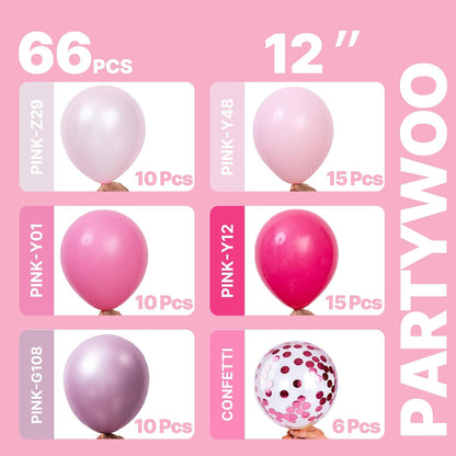 Hot Pink Balloons 66pcs 12 Inch Magenta Fuchsia Latex Balloons