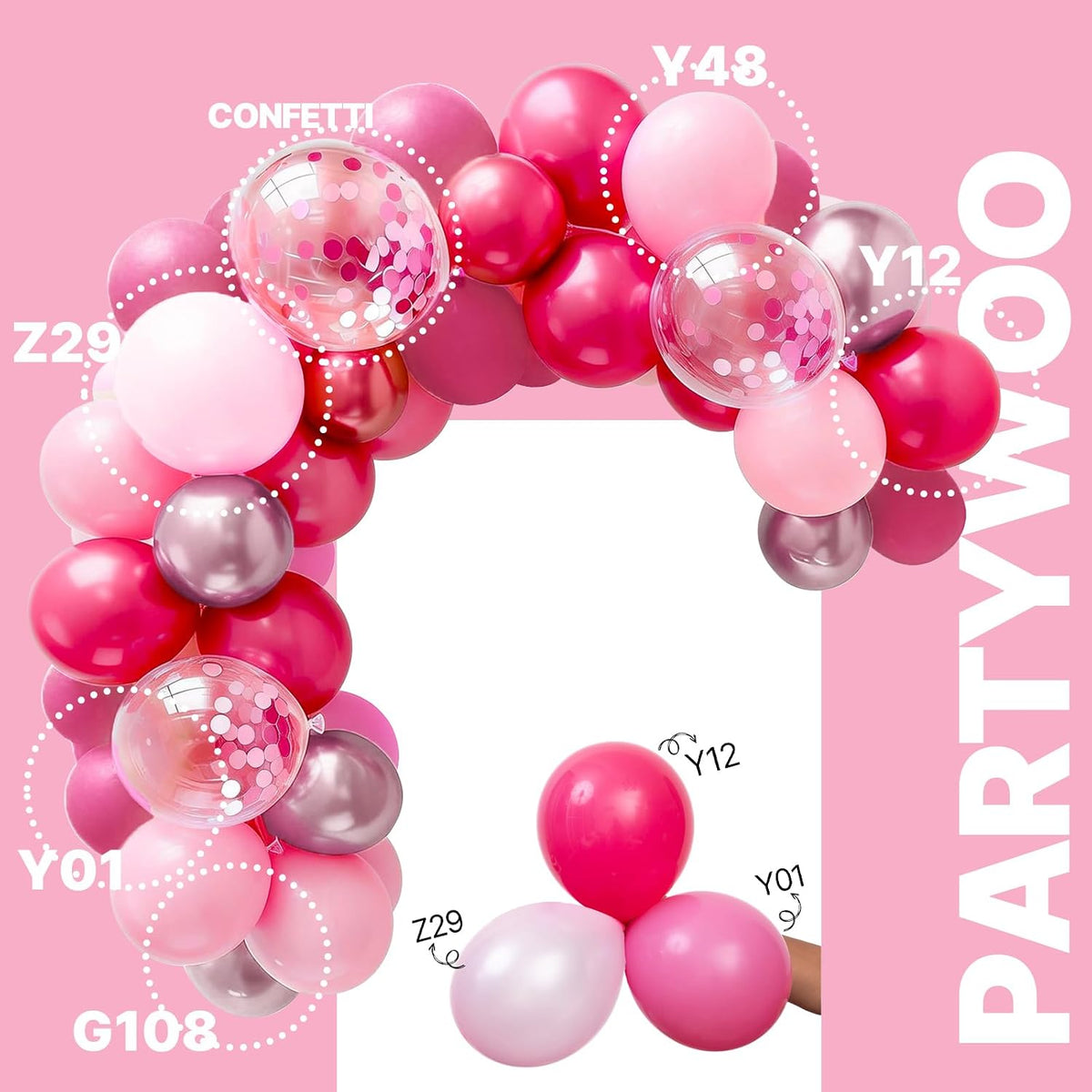 Hot Pink Balloons 66pcs 12 Inch Magenta Fuchsia Latex Balloons