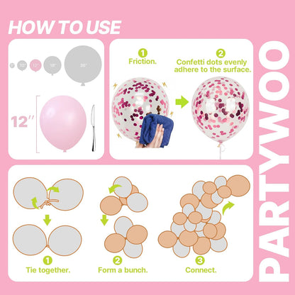 Hot Pink Balloons 66pcs 12 Inch Magenta Fuchsia Latex Balloons