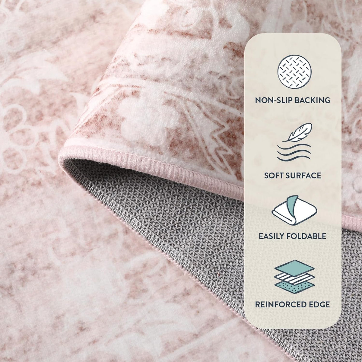 Pink Rugs for Bedroom Girls,Cute Nursery Rug Boho Area Rugs 5x7