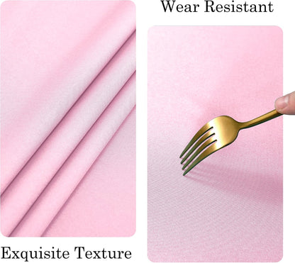 Round Tablecloth 80 Inch Polyester Table Cloth, Round Table Cover Waterproof Wipe Clean Spillproof for Kitchen Dining Wedding Outdoor Picnic Buffet Party, Light Pink