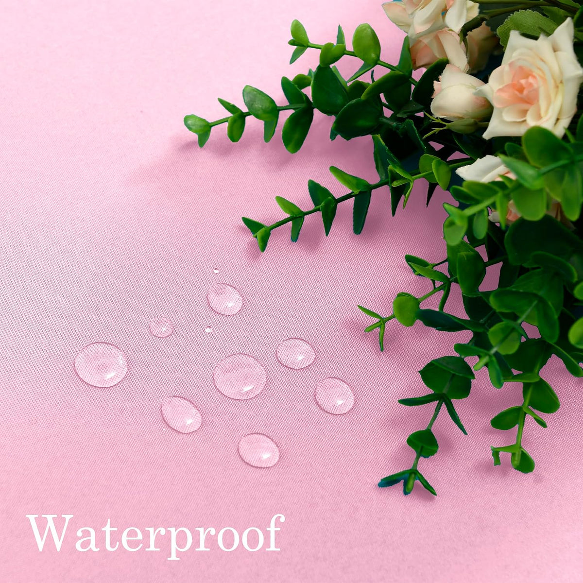 Round Tablecloth 80 Inch Polyester Table Cloth, Round Table Cover Waterproof Wipe Clean Spillproof for Kitchen Dining Wedding Outdoor Picnic Buffet Party, Light Pink