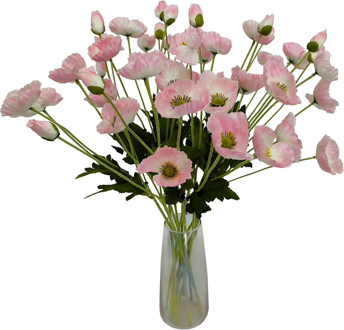 Pink Poppy Flowers Artificial for Wedding Decorations,12 Pcs Fake Faux Silk Poppies Bulk for Home Decor Table Centerpieces Floral Arrangement(23.5‘’, Pink)