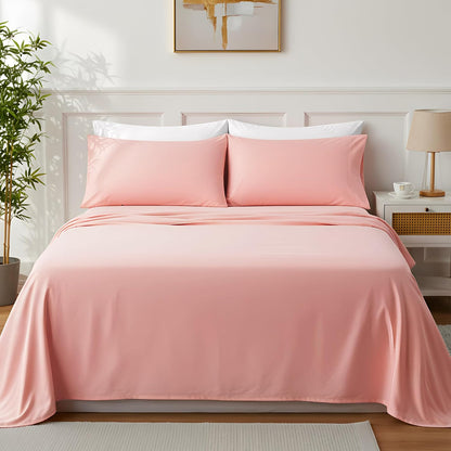 Microfiber Envelope Pillow Cases,Pillow Case,Peach Pink,Standard,Set of 2
