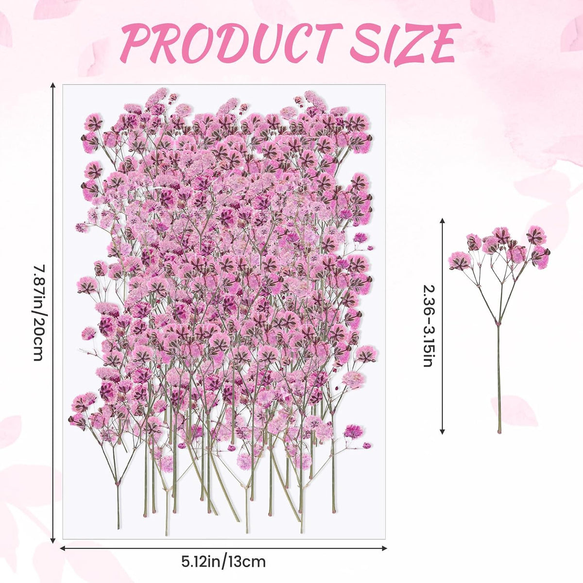 100 PCS Dried Babys Breath Flowers, Mini Pressed Flowers for Crafts, Wedding Invitation Accessories,Dried Pressed Baby Breath for Resin, Candle, Soap, Scrapbooking(Pink)
