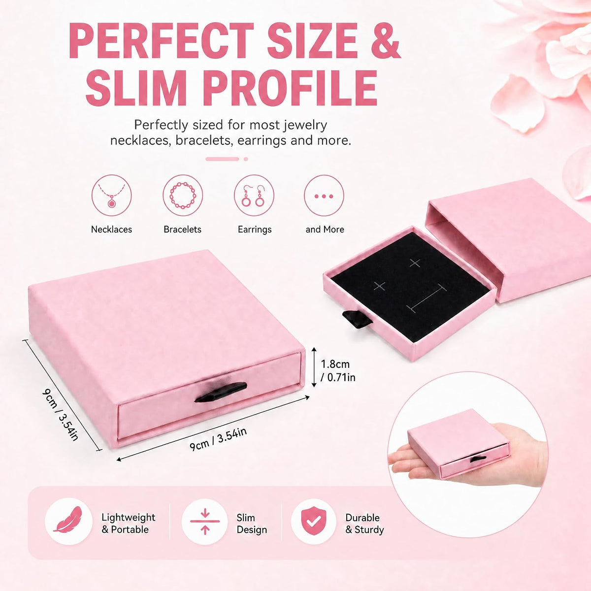 20 Pack Pink Jewelry Gift Boxes, Cardboard Necklace Bacelet Box