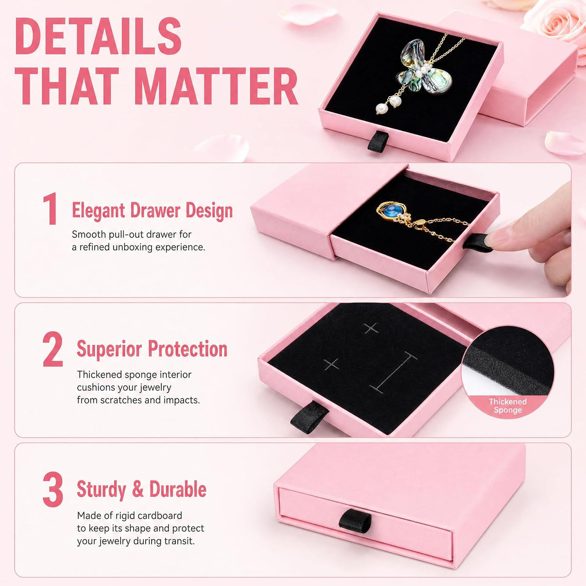 20 Pack Pink Jewelry Gift Boxes, Cardboard Necklace Bacelet Box