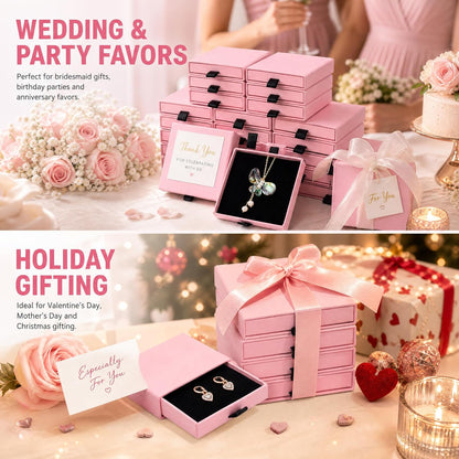 20 Pack Pink Jewelry Gift Boxes, Cardboard Necklace Bacelet Box