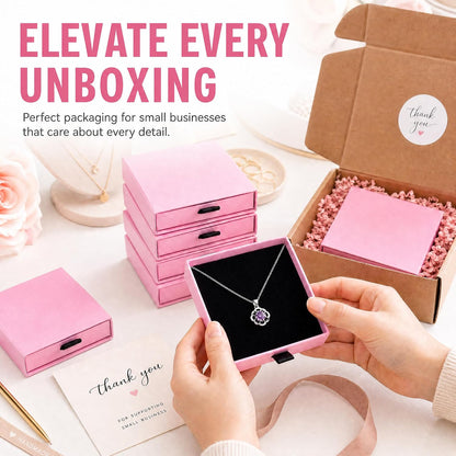 20 Pack Pink Jewelry Gift Boxes, Cardboard Necklace Bacelet Box