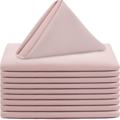 10 Pack 20 Inch Blush Cloth Polyester Napkins – Washable Dinner Fabric Napkins with Hemmed Edges for Weddings, Restaurants & Special Events