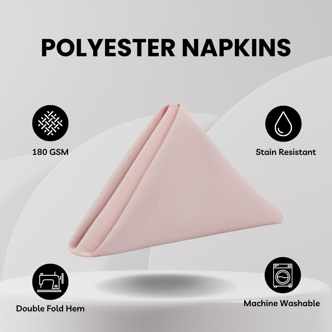10 Pack 20 Inch Blush Cloth Polyester Napkins – Washable Dinner Fabric Napkins with Hemmed Edges for Weddings, Restaurants & Special Events