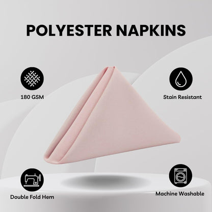 10 Pack 20 Inch Blush Cloth Polyester Napkins – Washable Dinner Fabric Napkins with Hemmed Edges for Weddings, Restaurants & Special Events