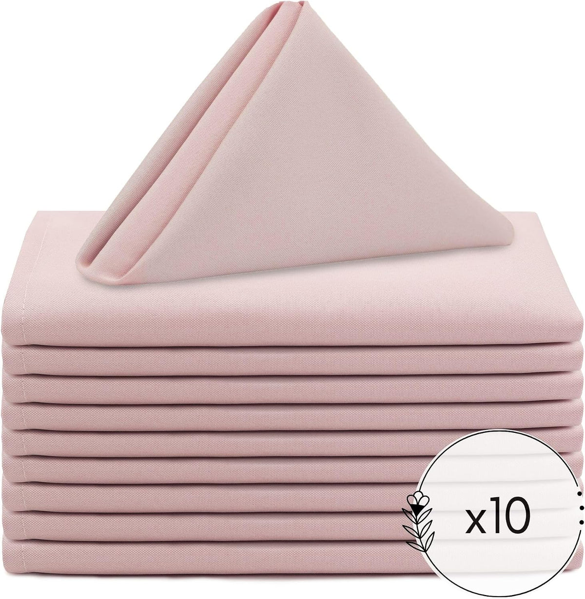 10 Pack 20 Inch Blush Cloth Polyester Napkins – Washable Dinner Fabric Napkins with Hemmed Edges for Weddings, Restaurants & Special Events