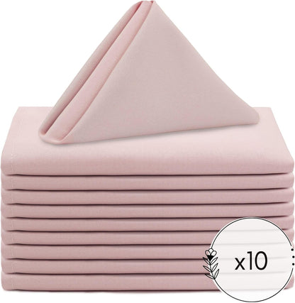 10 Pack 20 Inch Blush Cloth Polyester Napkins – Washable Dinner Fabric Napkins with Hemmed Edges for Weddings, Restaurants & Special Events