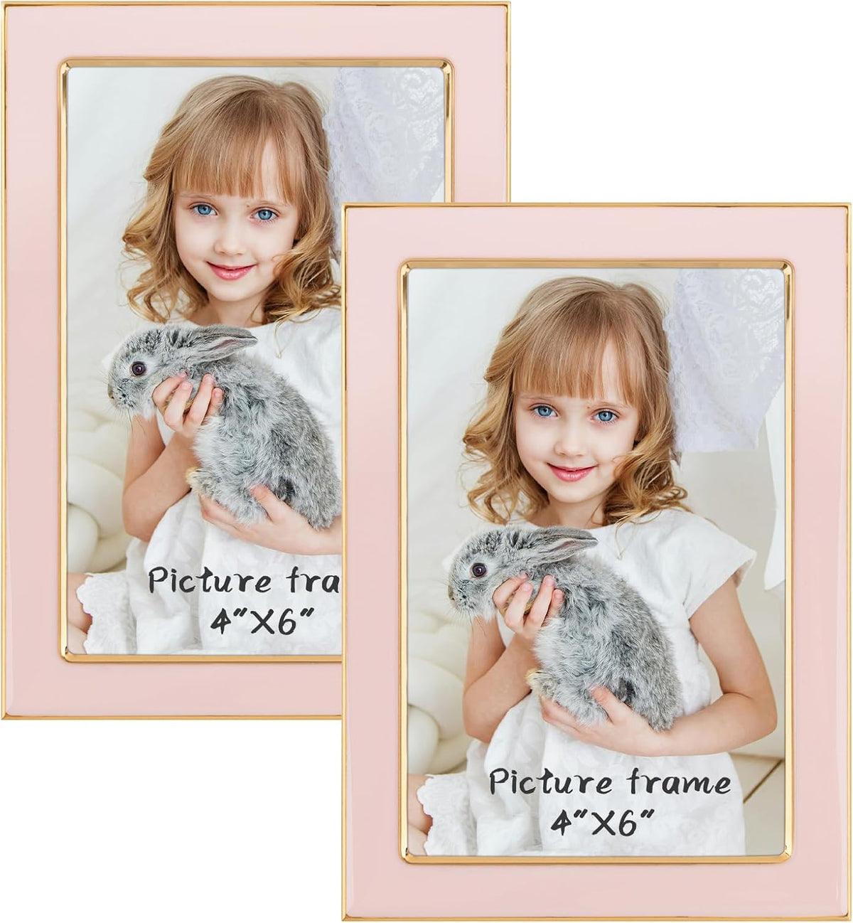 4x6 Pink Enamel Picture Frame Real Glass 2 Pack