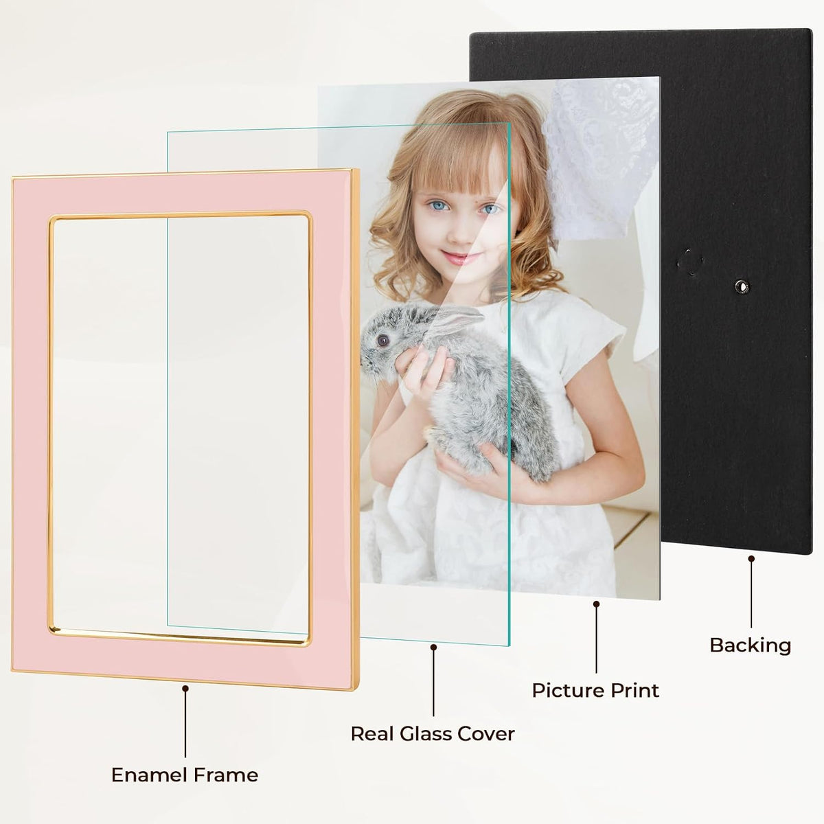 4x6 Pink Enamel Picture Frame Real Glass 2 Pack