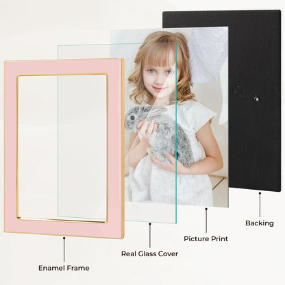 4x6 Pink Enamel Picture Frame Real Glass 2 Pack