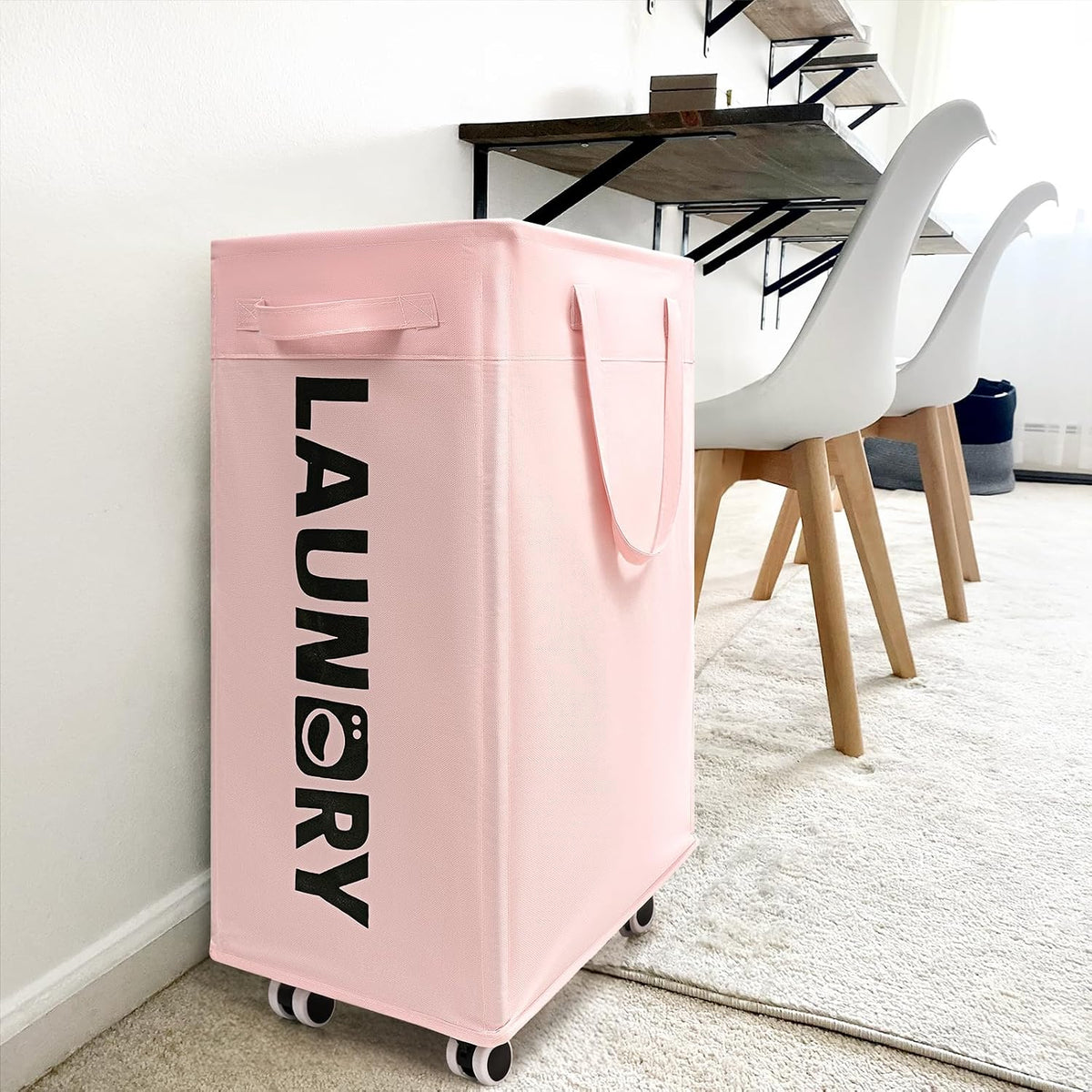 2-Pack Laundry Hamper with Wheels, Dorm Essentials for Girls,75L