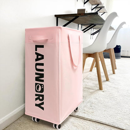 2-Pack Laundry Hamper with Wheels, Dorm Essentials for Girls,75L