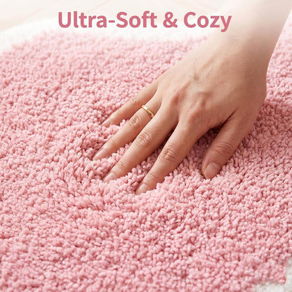 Cute Bow Shaped Bath Mat, Non Slip Coquette Bathroom Rug, Fluffy Plush Microfiber Absorbent Shower Rug, Washable Preppy Girly Decor for Bathtub Sink Bedroom Living Room, 31.5" x 20" (Light Pink)