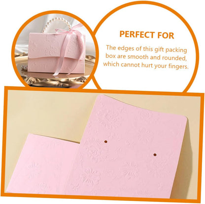 Delicate Box Set with Pearl Chain, Small Pink Wrapping Boxes Small Medium, Embossed Flower Design for Wedding Party Presents and Candy Packaging