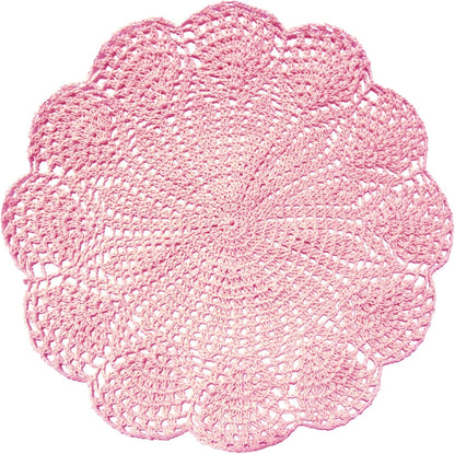11.8 in to 13.8 in Lace Doilies Round Flower Vase Mats Kitchen Tablecloth Dish Plate Mat Handmade Crochet Table Doily Placemats Coaster for Mother's Day Wedding (Pink,1PC)