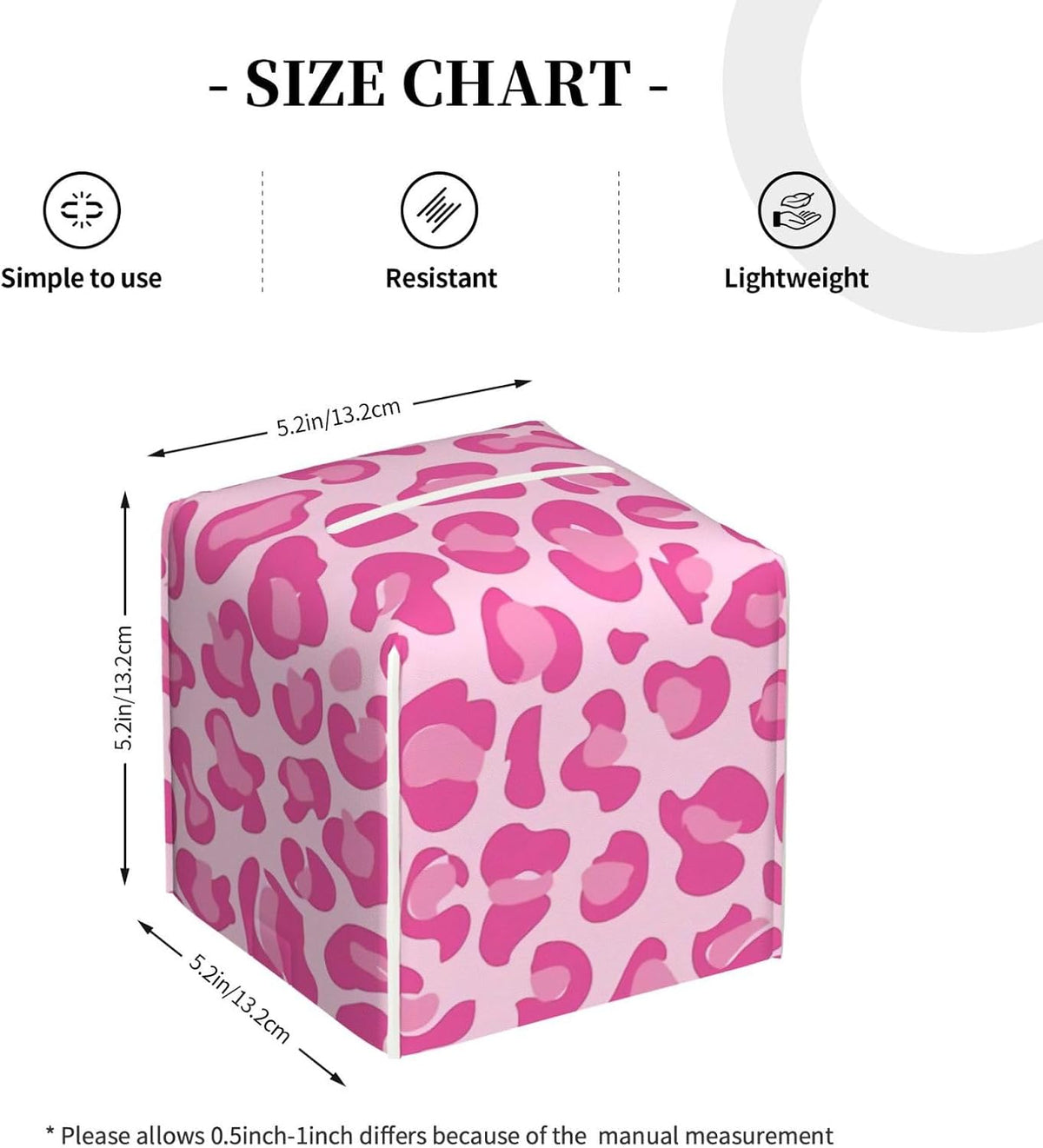 Pink Leopard Print Leather Tissue Box Holder, Suitable for Decorating Car Bathrooms, Bedrooms, Desks, and Tabletops