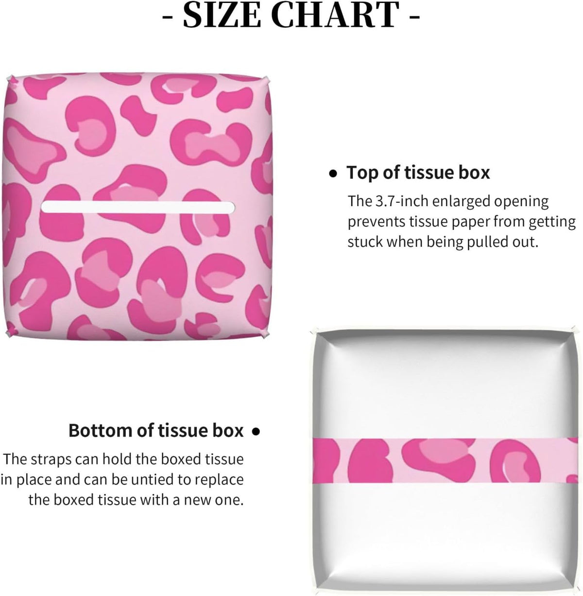 Pink Leopard Print Leather Tissue Box Holder, Suitable for Decorating Car Bathrooms, Bedrooms, Desks, and Tabletops