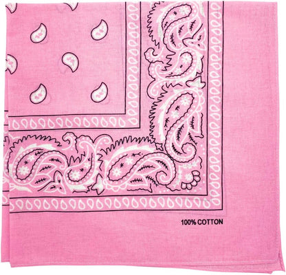 100% Cotton Bandana for Men & Women 22" x 22" Paisley Pattern Handkerchief Headband Scarf