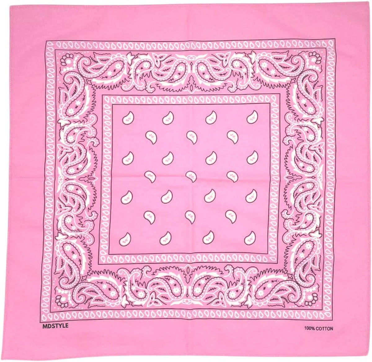 100% Cotton Bandana for Men & Women 22" x 22" Paisley Pattern Handkerchief Headband Scarf