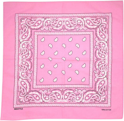 100% Cotton Bandana for Men & Women 22" x 22" Paisley Pattern Handkerchief Headband Scarf