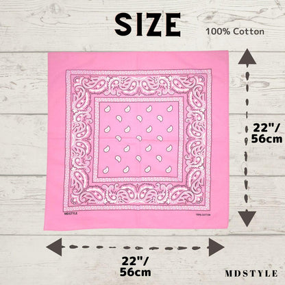 100% Cotton Bandana for Men & Women 22" x 22" Paisley Pattern Handkerchief Headband Scarf