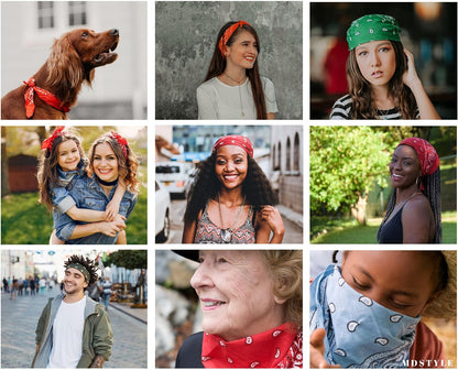 100% Cotton Bandana for Men & Women 22" x 22" Paisley Pattern Handkerchief Headband Scarf