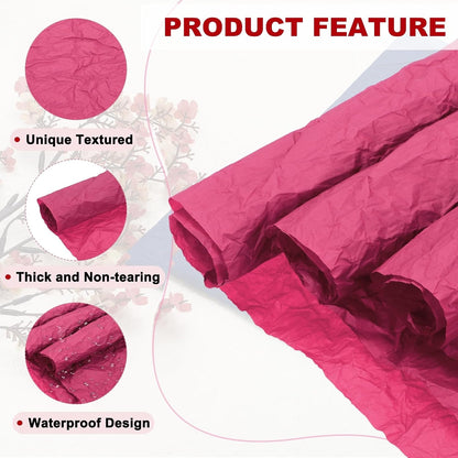 Flower Wrapping Paper, 5 Roll Waterproof Bouquet Crepe Paper Streamer Sheet for Crafts Birthday Gift Florist Packing Party (Peach, 22 x 22 Inch)