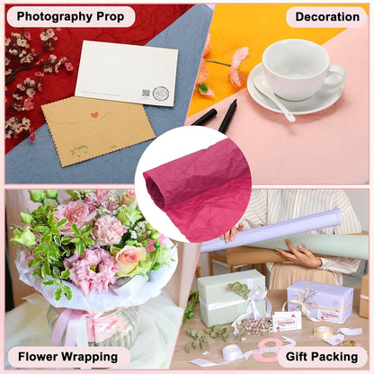 Flower Wrapping Paper, 5 Roll Waterproof Bouquet Crepe Paper Streamer Sheet for Crafts Birthday Gift Florist Packing Party (Peach, 22 x 22 Inch)