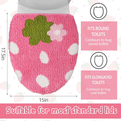 Pink Strawberry Toilet Lid Cover 17.5 x 15 Inch