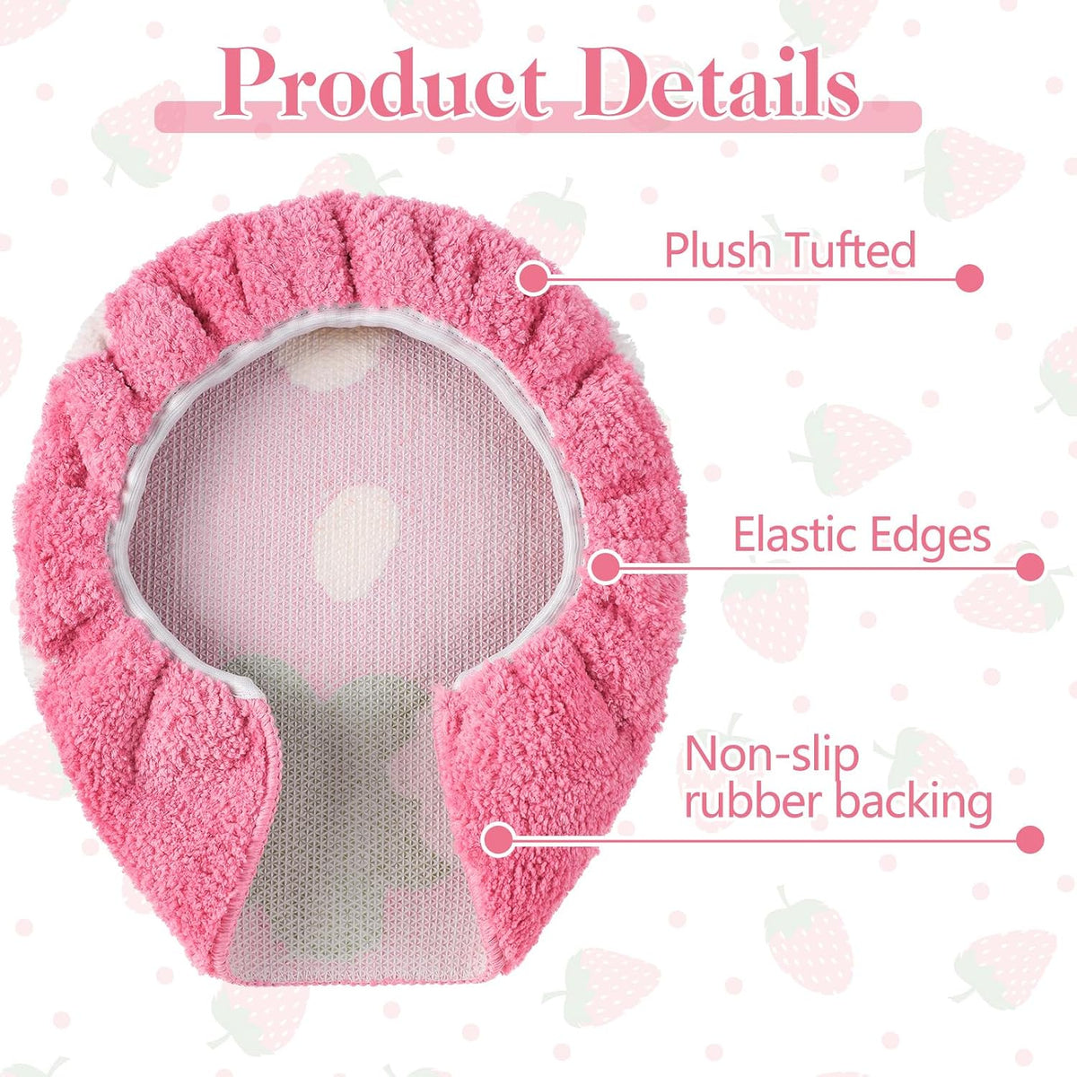 Pink Strawberry Toilet Lid Cover 17.5 x 15 Inch