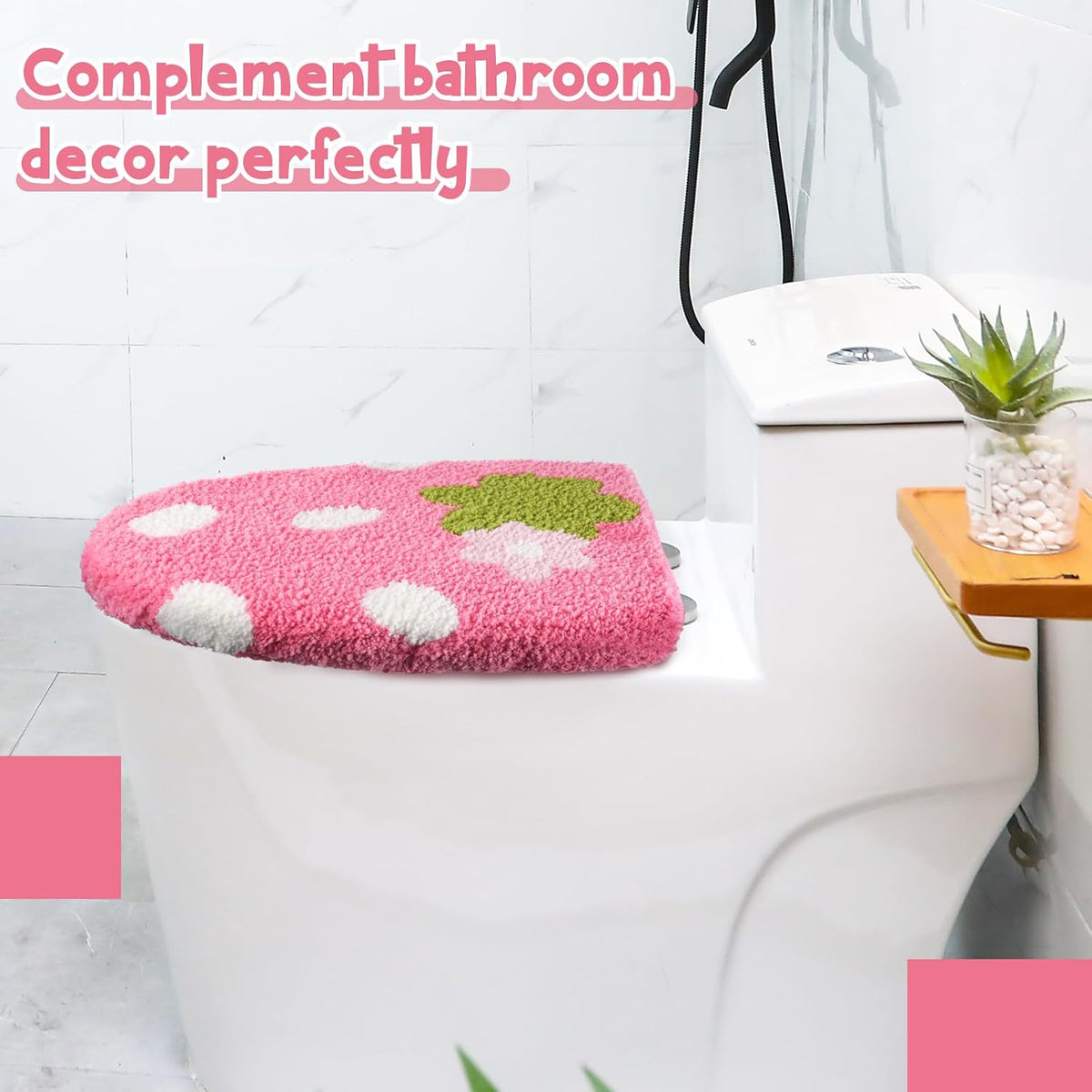 Pink Strawberry Toilet Lid Cover 17.5 x 15 Inch