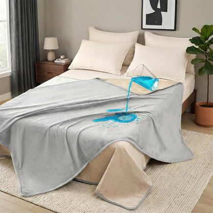 Waterproof Throw Blanket for Bed, Couch, Light Grey, 60"x80" | Reversible Waterproof Throw Blanket with Soft Silent Fabric for Bed, Couch Cover, Couples & Pets, While Staying Breathable