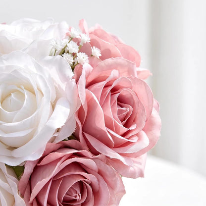 Dusty Pink & White Wedding Bridesmaid Bouquets Set of 6