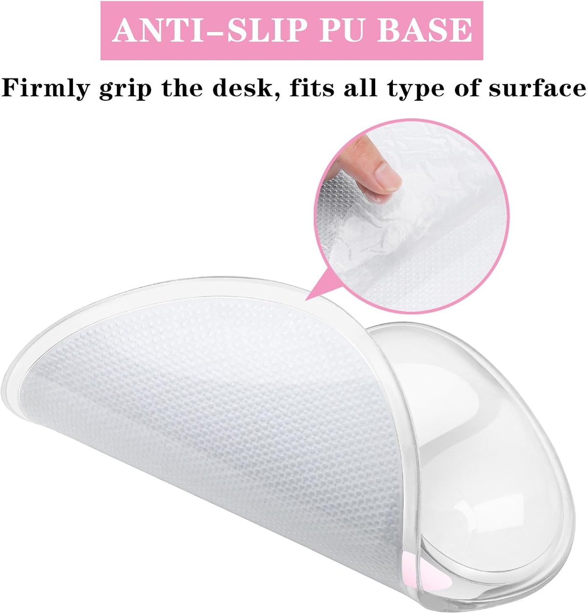 Mouse Pad with Wrist Rest,Ergonomic Mouse Pad with Comfortable Gel Wrist Rest Support and Non-Slip PU Base for Easy Typing Pain Relief, Durable and Washable (Transparent Pink Gradient)