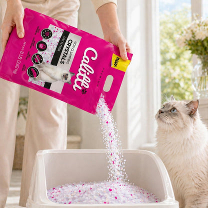 Calitti Premium Crystal Cat Litter – 99.9% Dust Free, Maximum Odor Control, Soft on Paws, Low Tracking, Lightweight Silica Gel, Non-Clumping, Multi-Cat, Unscented – 8 lb Bag